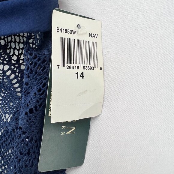 NWT Lauren Ralph Lauren One Piece Lace Navy Swimsuit Size 14 - Picture 10 of 10